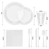 350 Pcs Clear Plastic Disposable Tableware Set